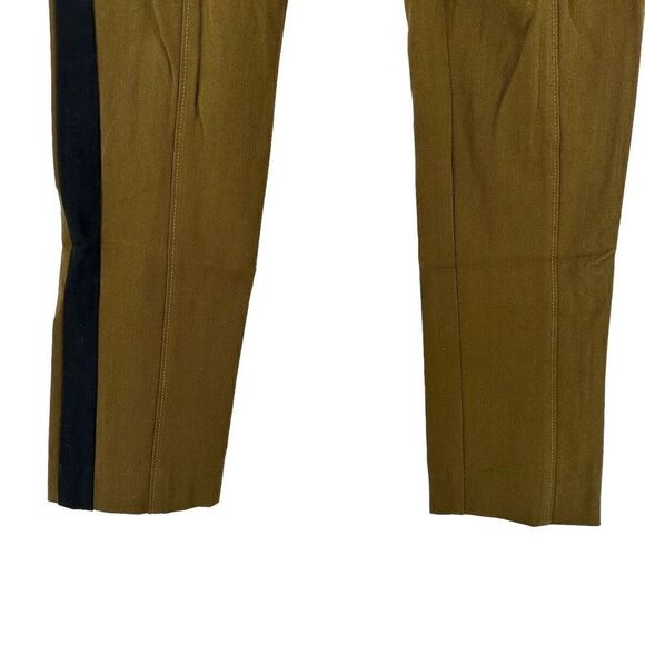 Anthropologie Pants Essential Slim Size 8 Ankle Drawstring Green Tuxedo Stripe - Picture 4 of 8